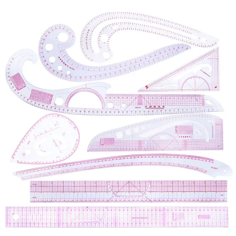 

9Pcs/set Sewing French Curve Ruler Measure Dressmaking Tailor Drawing Template Craft Tool-S001