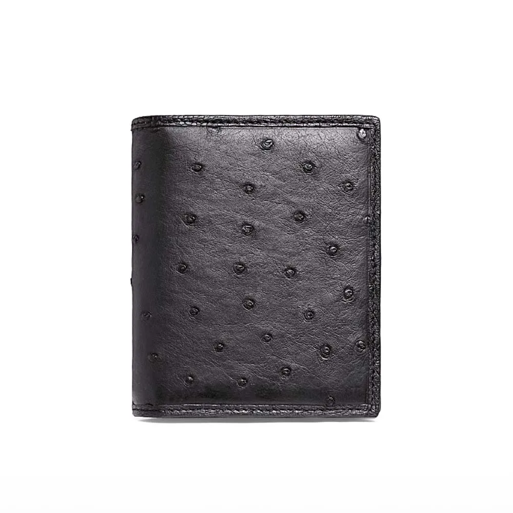 

menggeka South Africa import Ostrich leather men wallet Vertical section Two fold short wallet male black men wallet