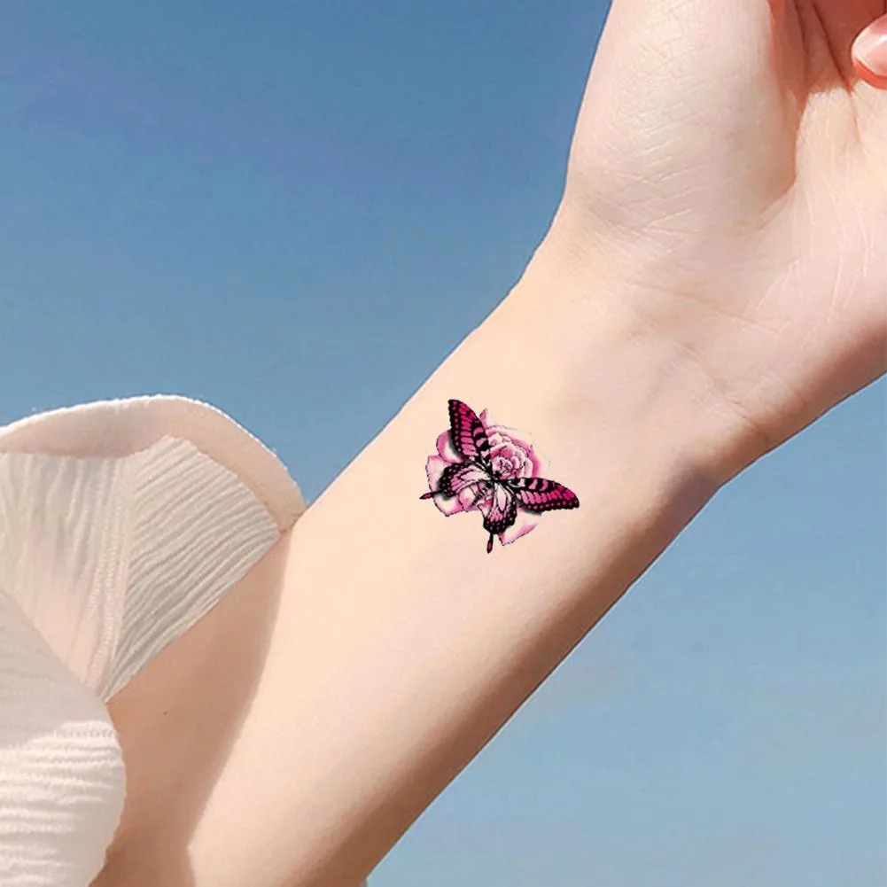 Боди арт водонепроницаемые Временные татуировки бабочка цветок плечо