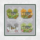 Набор для вышивки крестиком, изображение хижины на четыре сезона