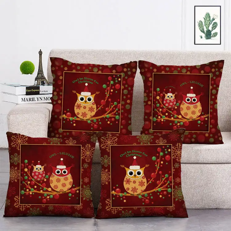 

Рождественская наволочка для подушки, наволочка с рисунком совы для рождественской елки, декоративная наволочка для подушки, наволочка T63