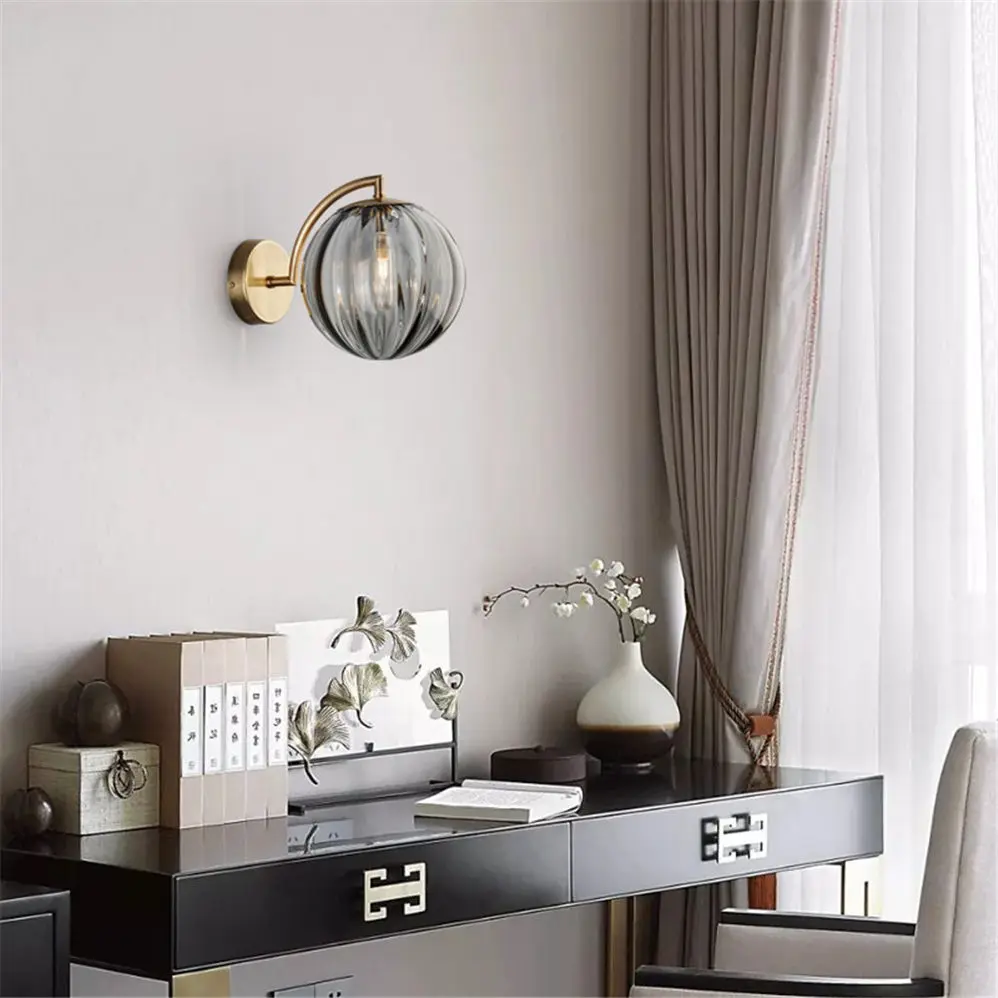 Postmodern Designer Colored Glass Ball Wall Lamp Led Indoor Lighting Fixture Decorative Nightstand Lamps Bedroom Bedside Light | Лампы и