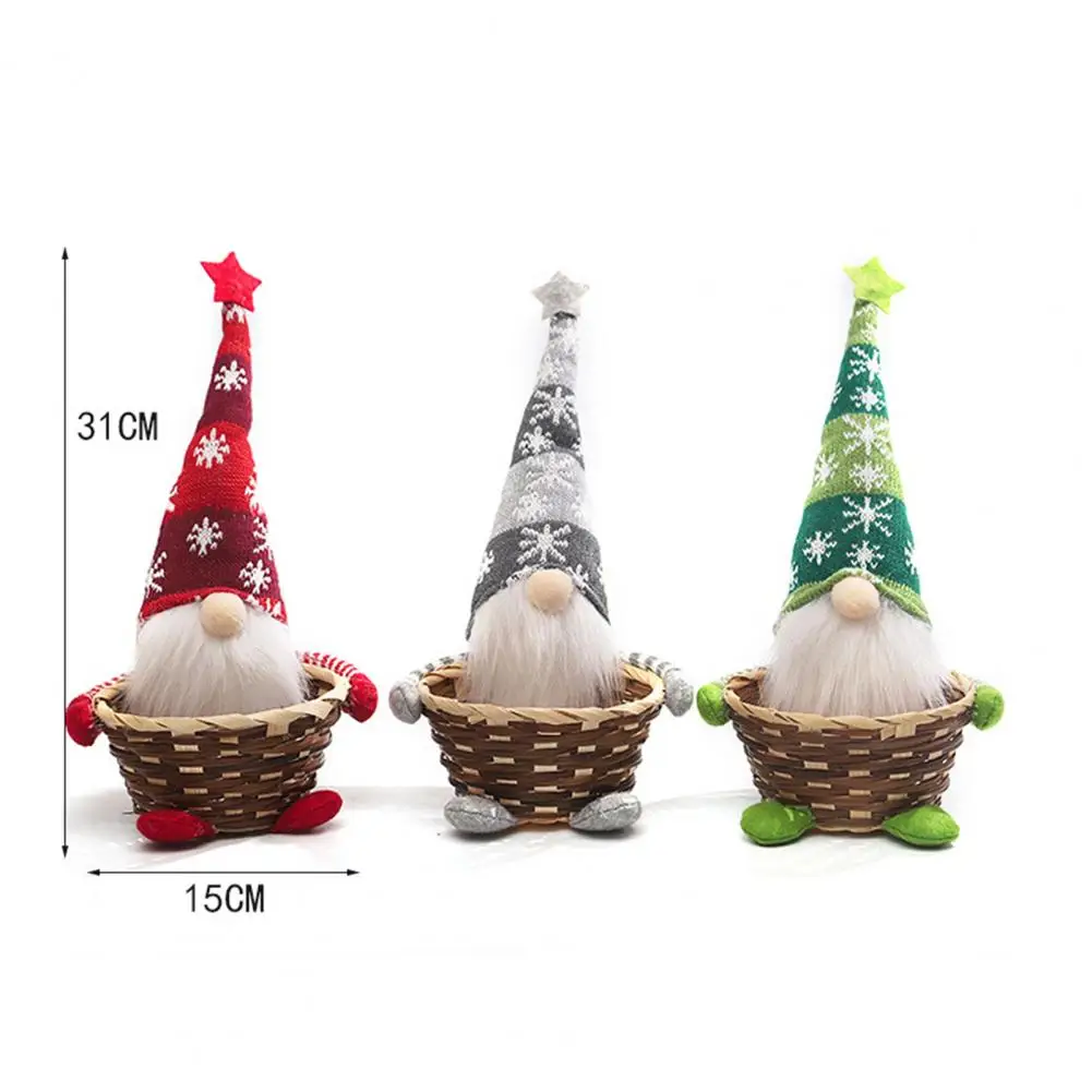 

Faceless Plush Doll Puppets Snowflake Pattern Festival Decor Basket Design Faceless Gnomes Old Man Doll Toy