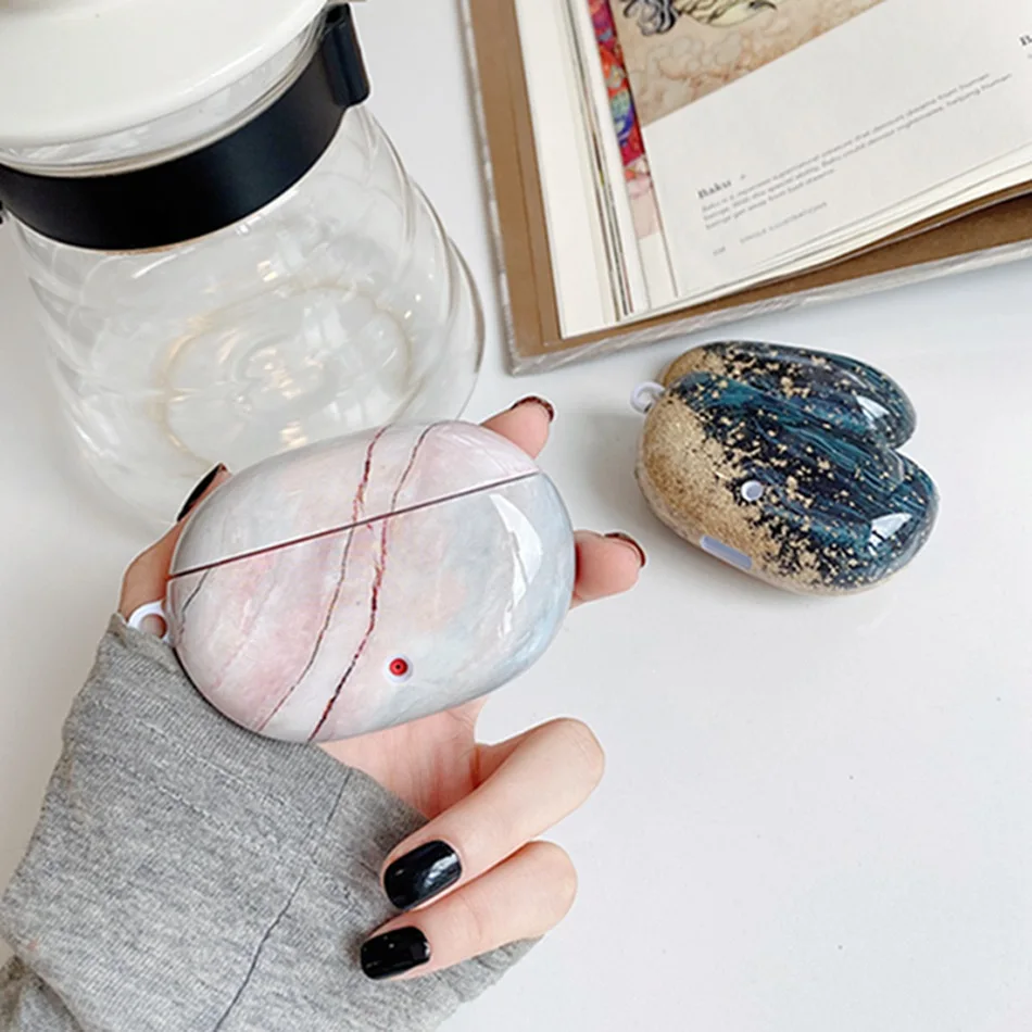 Роскошный чехол для наушников с мраморным рисунком Жесткий Чехол из