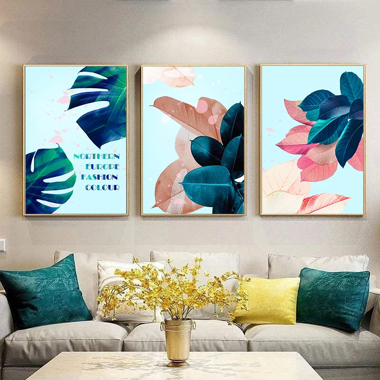 Nordic Green Plants Poster Wall Art Colorful Leaves Canvas Painting Beautiful Pictures for Living Room Home Decor | Дом и сад