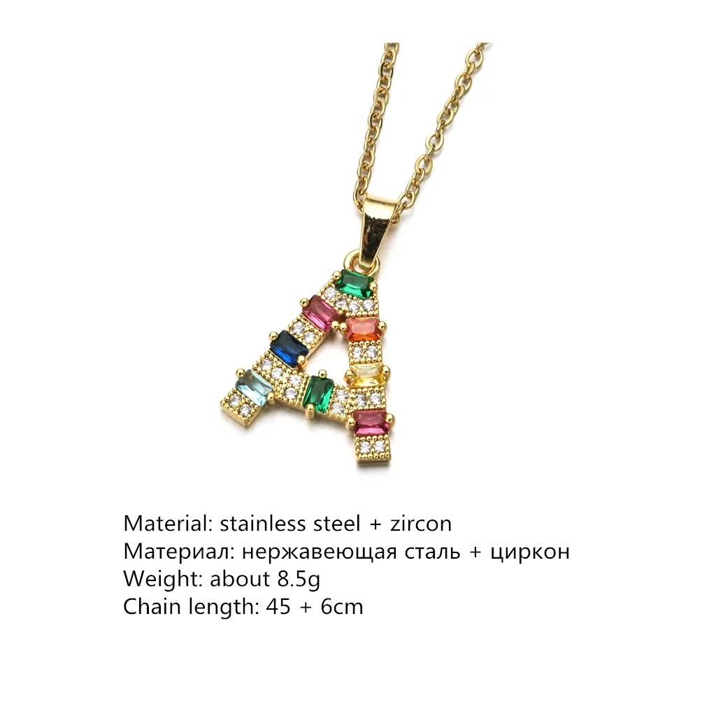 Роскошные красочные AAA циркон английская буква кулон ожерелья для женщин Золотой