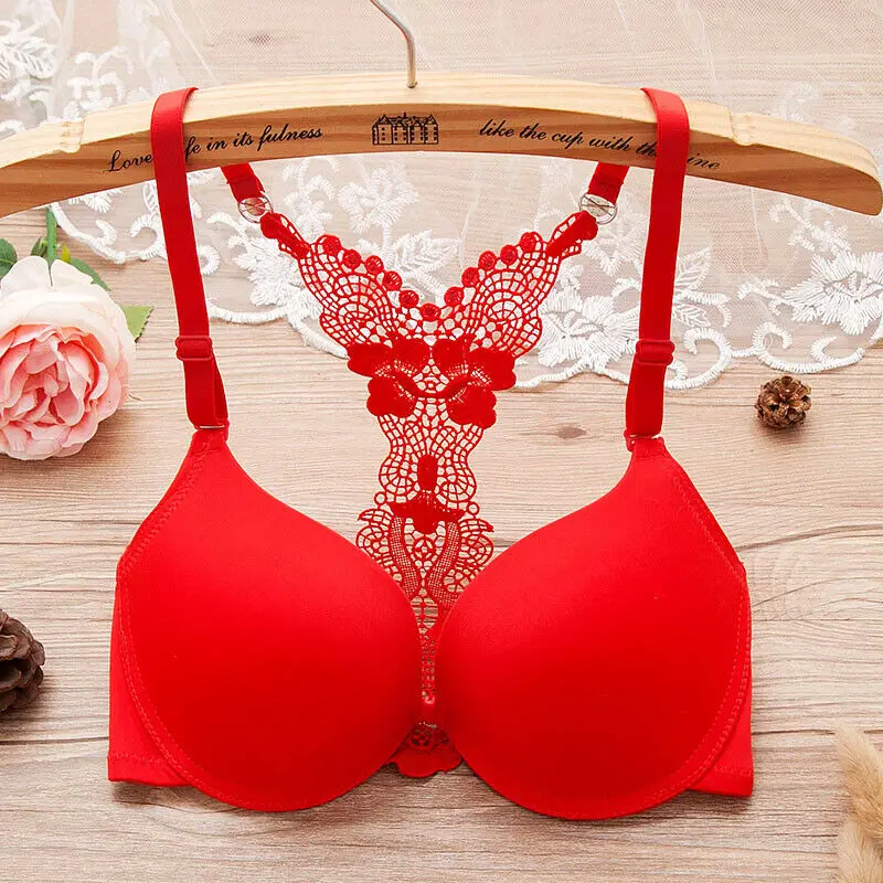 

Woman Bra Sexy Backless Bra Front Closure Racerback Brassiere Small Breast A B C Cup Push Up Bras for Women 30 32 34 36 38