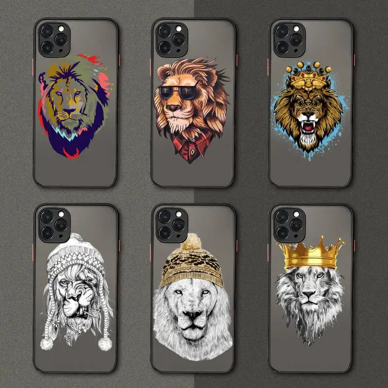 

Ferocious animal lion Phone Case matte transparent For iphone 7 8 11 12 plus mini x xs xr pro max cover
