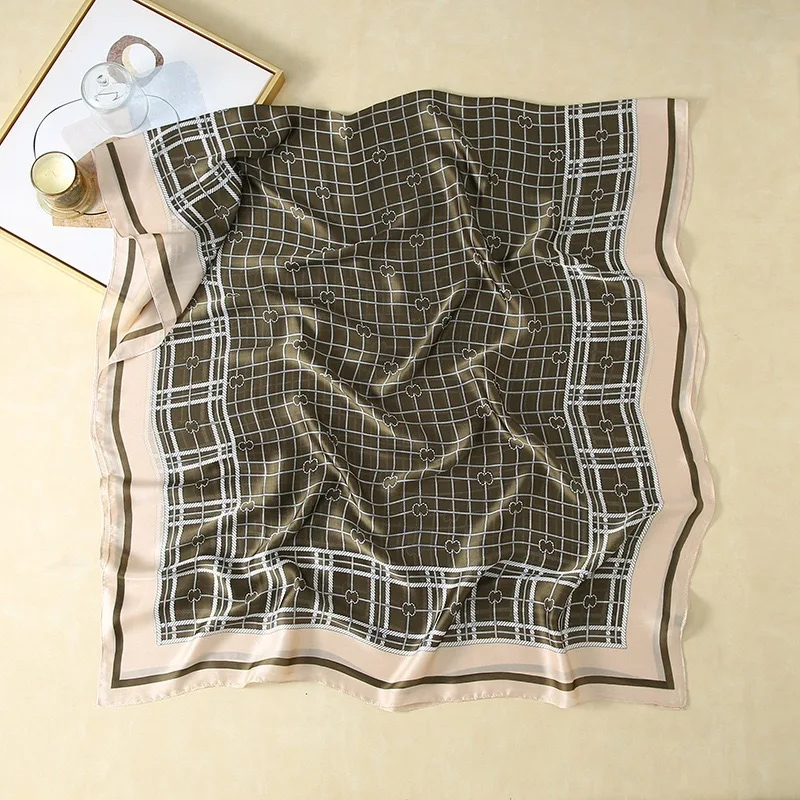 

2020 New lattice print Women 180X90CM Silk Scarf Summer Beach Hijab Shawls and Wraps Female Foulard Echarpe Designer Bandana