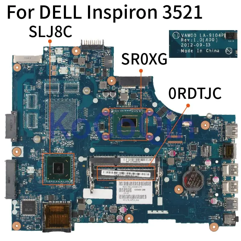 KoCoQin aptop материнская плата для ноутбука DELL Inspiron 3521 i7 3537U SR0XG VAW00 LA 9104P CN 0RDTJC