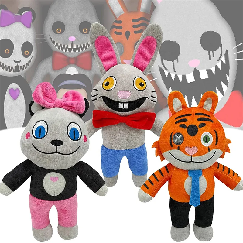 Juego de terror, casa de juegos del Sr. Hopp 2, juguete de felpa, Mr Hopp Rabbit Mr Stripes Tiger Miss Bo Panda, Animal de peluche, figura de almohada-0