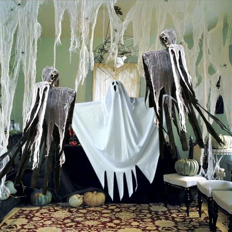 Реквизит на Хэллоуин висячий Призрак Череп Скелет страшный жуткий кровавый