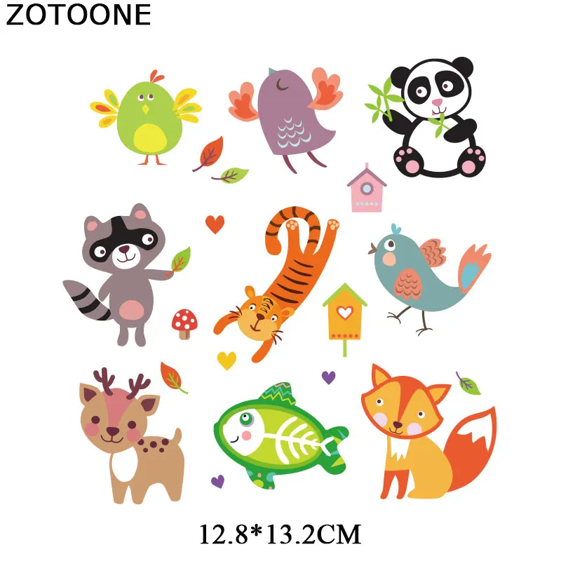 ZOTOONE Thermal Transfer Patch Cartoon Animal Set for Kids Iron on Bear Bird Stickers Clothing Diy T-shirt Appliques E | Дом и сад