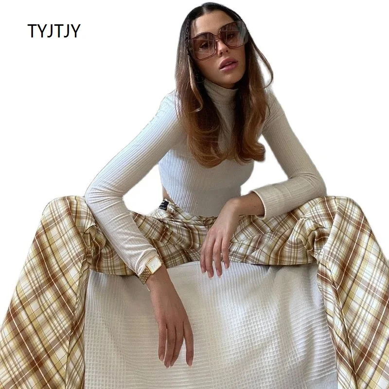 

Брюки TYJTJY женские с принтом, винтажные повседневные свободные штаны с завышенной талией, с широкими штанинами, Y2K, весна-лето 2021