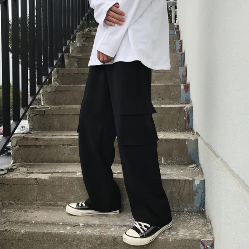 

Mens Clothing 2020 Casual Pants Men Plus Size 3XL Baggy Side Pocket Mens Cargo Pant Chic Solid Simple Harajuku New