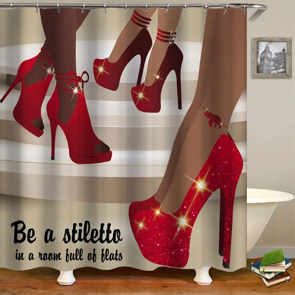 Занавеска для душа Черная Женская водонепроницаемая тканевая шторка ванной