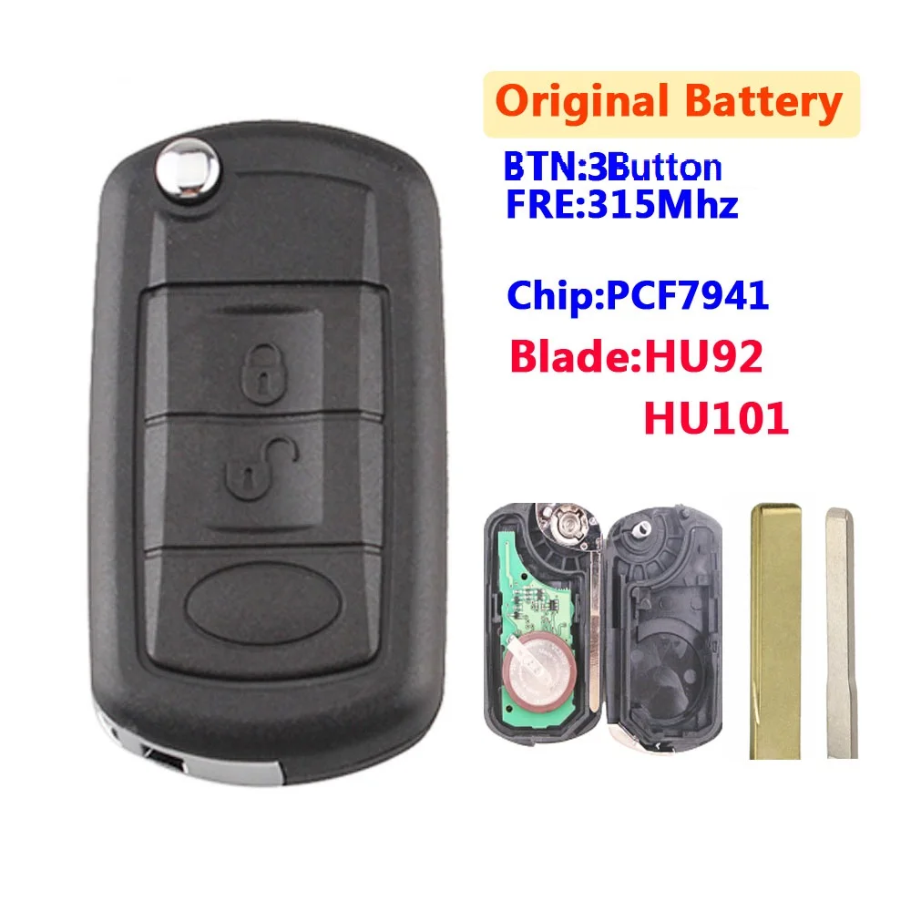 

For Old Landrover Discovery 3 Button Flip Key 315Mhz With PCF7941 Chip (Original Battery)