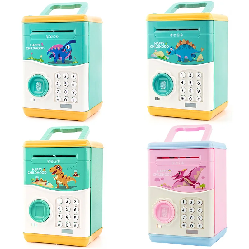 

Electronic Piggy Bank Mini ATM Coin Money Saving Box for Children Toys Automatic Fingerprint Open Tyrannosaurus