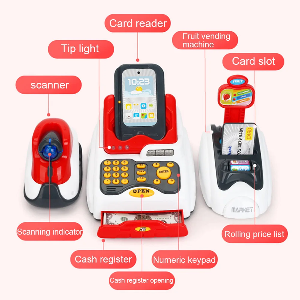 Детский кассовый аппарат игрушка комплект для ролевых игр покупки еды