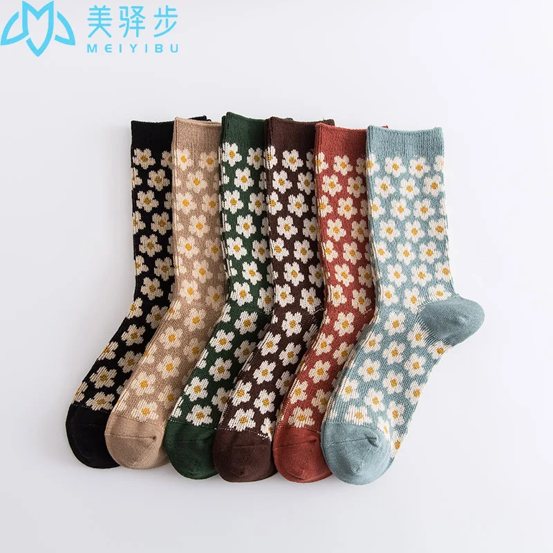 High Quality Combed Cotton Socks 12 PAIRS PER SET Wholesale Retro Female Socks
