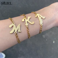 personalize 26 letters initial bracelets for women fashion a z alphabet bracelet stainless steel jewelry summer best gift friend