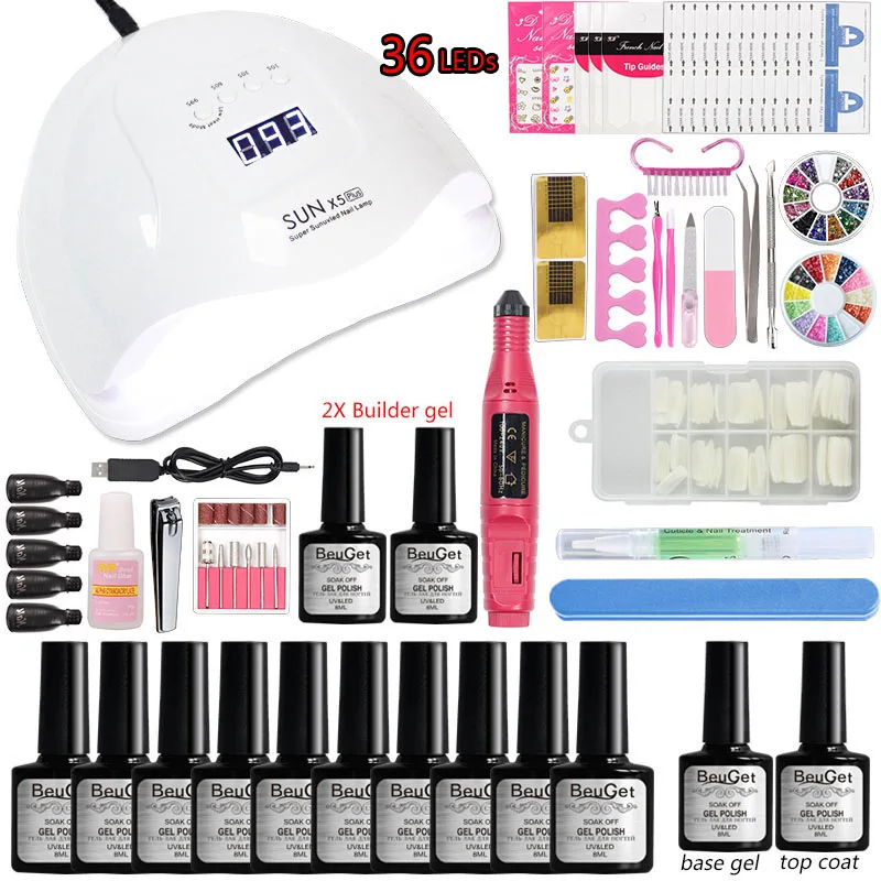 Комплект гель-лаков для ногтей наращивания комплект машинка стрижки 48 Вт/80 Вт