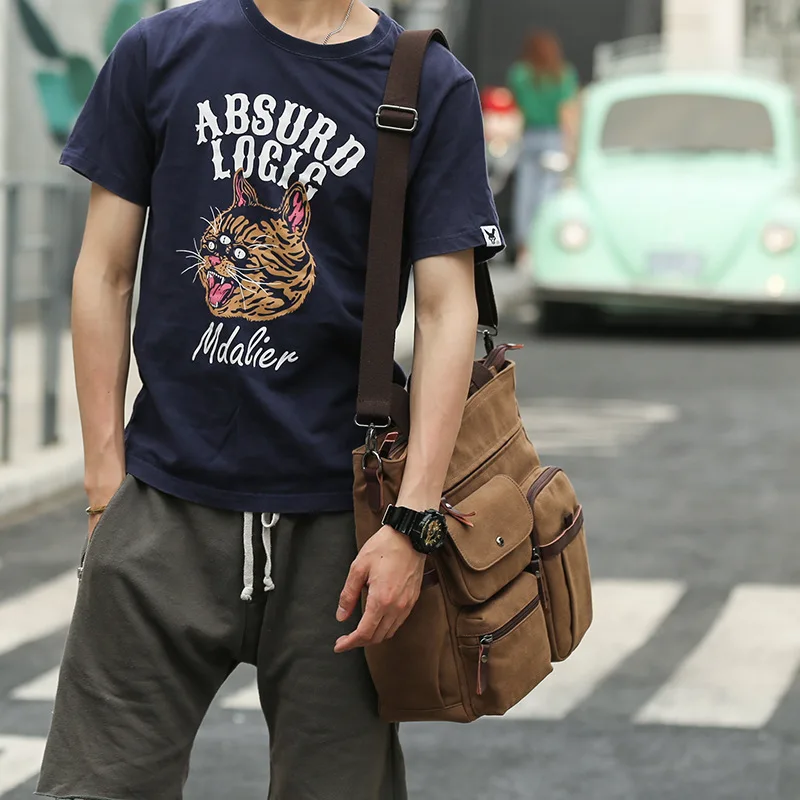 Men's Canvas Shoulder Bag Messenger Computer Casual |