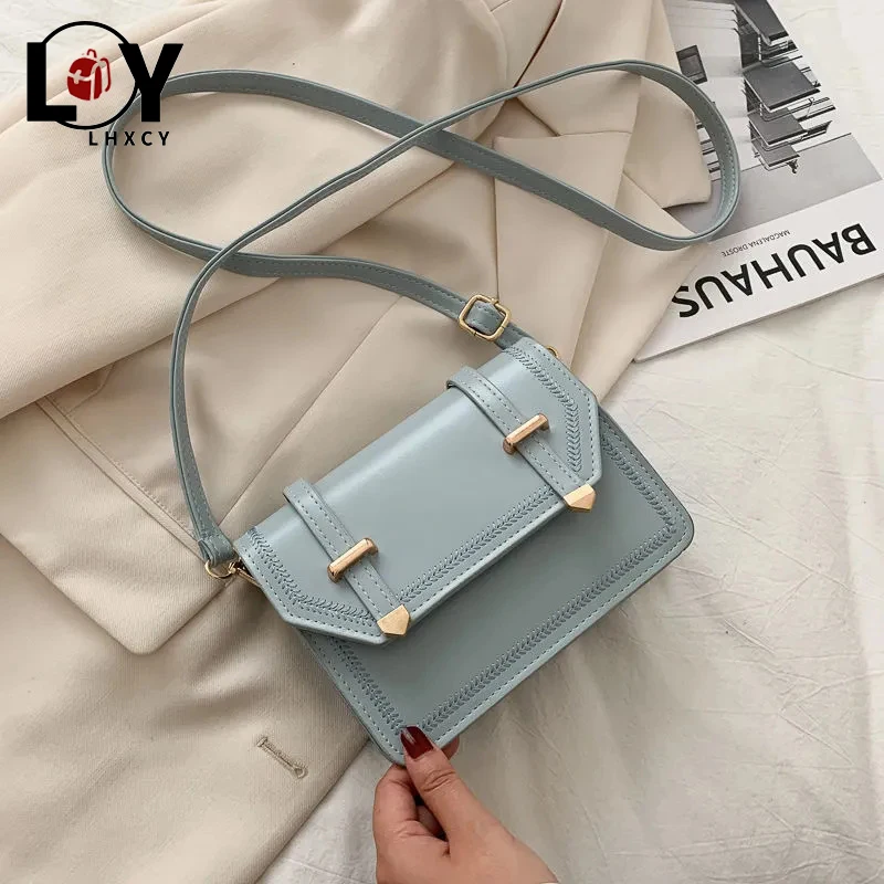 

LHXCY Clamshell Pu Leather Small Square Bags Crossbody Bags High Quality Soft Shoulder Bags Korean Style Shopping Designer Bags