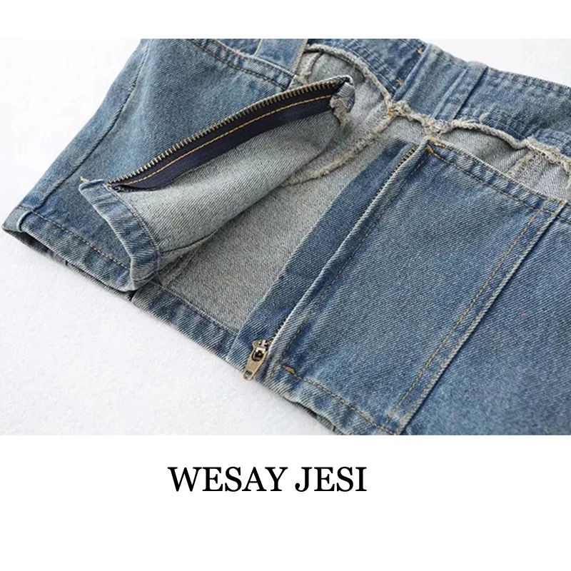 

WESAY JESI Women Tank Sexy Fashion Button-up Denim Camisole Vintage Backless Straps Female Street Style Crop Corset Chic Tops