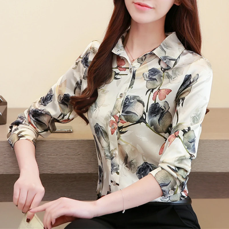 Блузки женские 2019 Женские топы и блузки для офиса женская шелковая блузка с