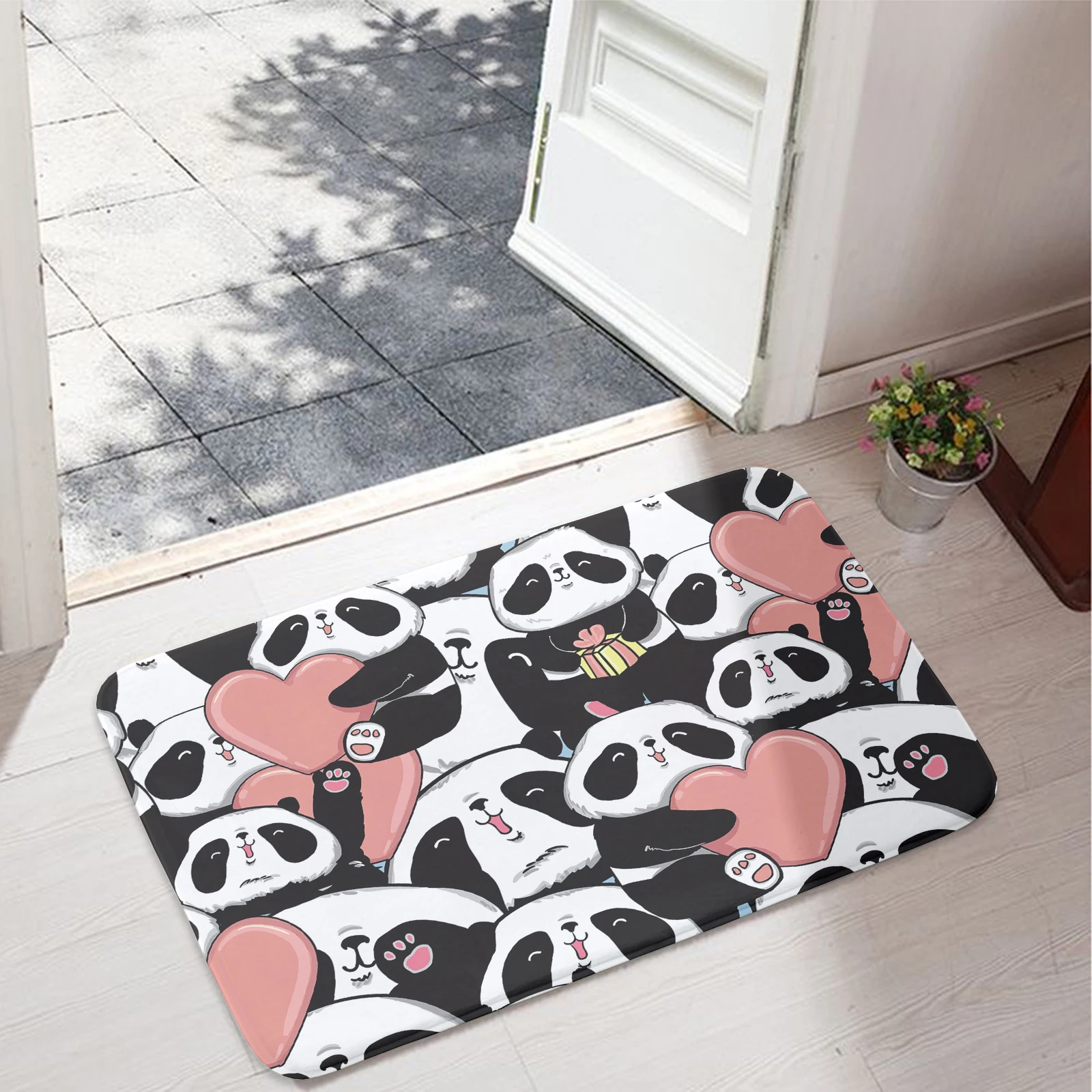 Cute Panda Floor Mat Absorbent Non-Slip Carpet For Bathroom Living Room Kitchen Multi-Size Doormat Animal Children's Room Mat