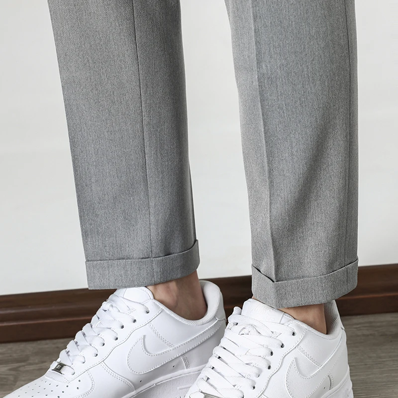 

2021 Men Suit Pants Solid Color Office Business Dress Pants Casual Slim Fit Wedding Social Trousers Pantalon Homme Classique