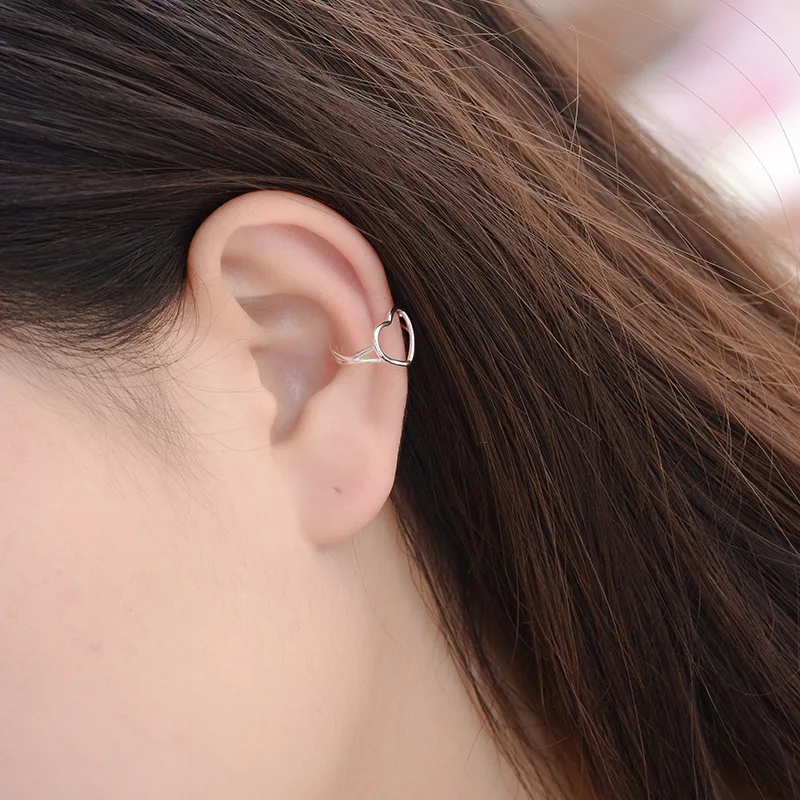 

Fashion Women Wholesale 925 Sterling Silver Hollow Heart Clip Earrings Jewelry