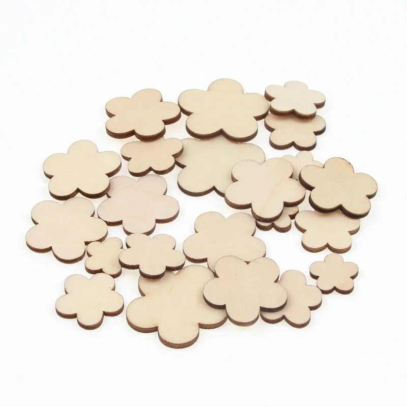 Чистые диски из дерева в форме цветов 50 шт. 15 30 мм|Поделки дерева| |