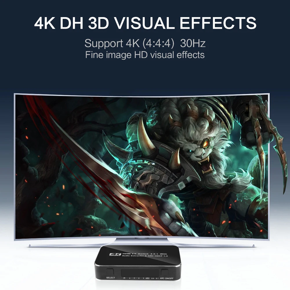 KEBIDU UHD 4K 2 0 Разветвитель переключатель 4 в 1 аудио экстрактор с ARC HDCP 1080P для PS4 pro DVD