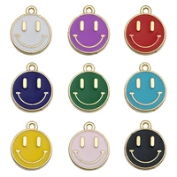 10pcslot 10mm smile face enamel charms beads diy earrings bracelet neacklace pendant accessories for jewelry making findings