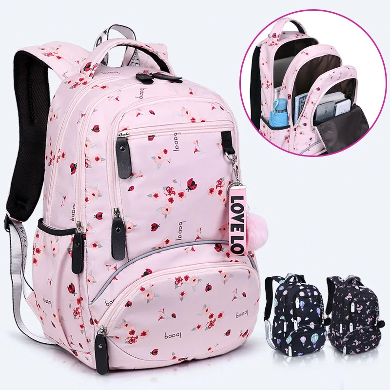 Школьные ранцы для девочек, женские рюкзаки для ноутбука, Женский дорожный рюкзак, детский школьный рюкзак с милым цветочным принтом, сумка ...