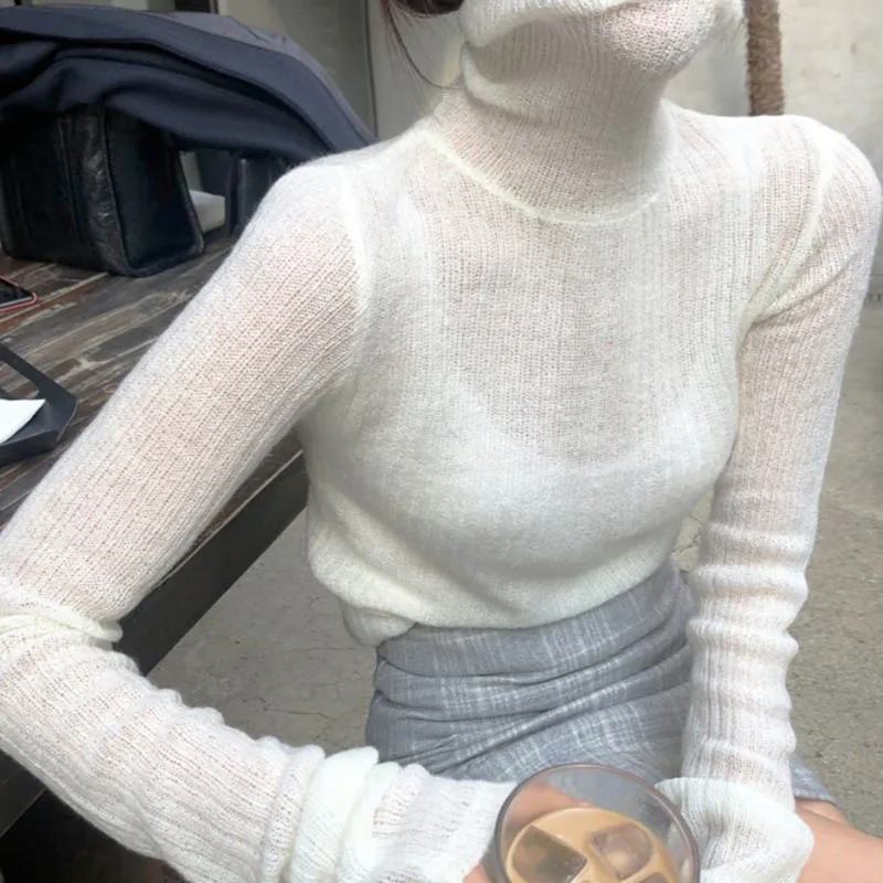 

Женский кашемировый свитер, однотонный пуловер с высоким воротником, Осень-зима, 2019