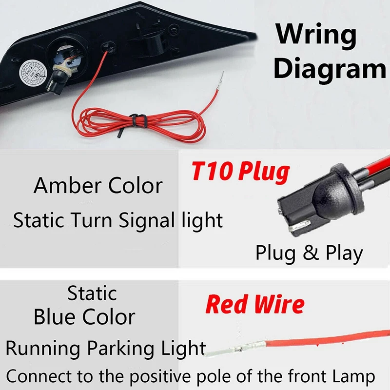 

2X LED Side Marker Light Turn Signal DRL Lamp Kit for Honda Civic 10TH 2016-2020 33800-TBA-A02 33850-TBA-A02