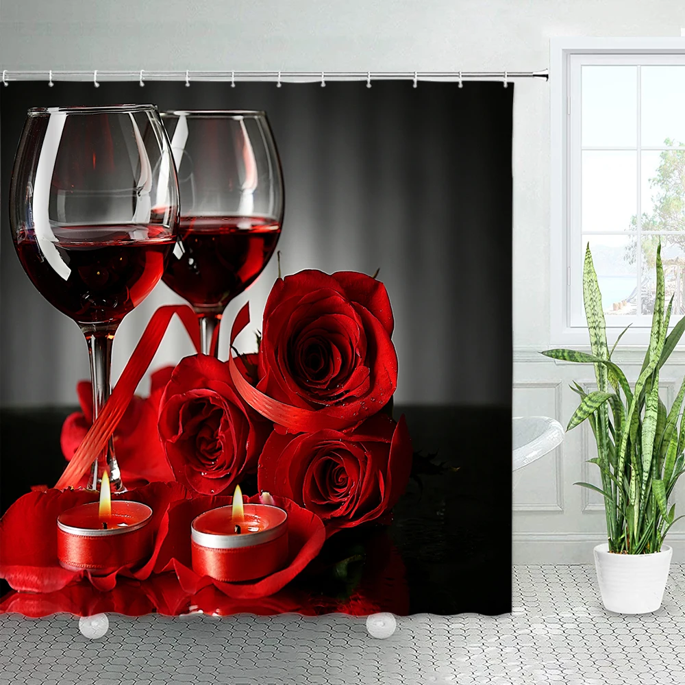 Занавеска для душа с леопардовым принтом красная роза дикие животные леопард