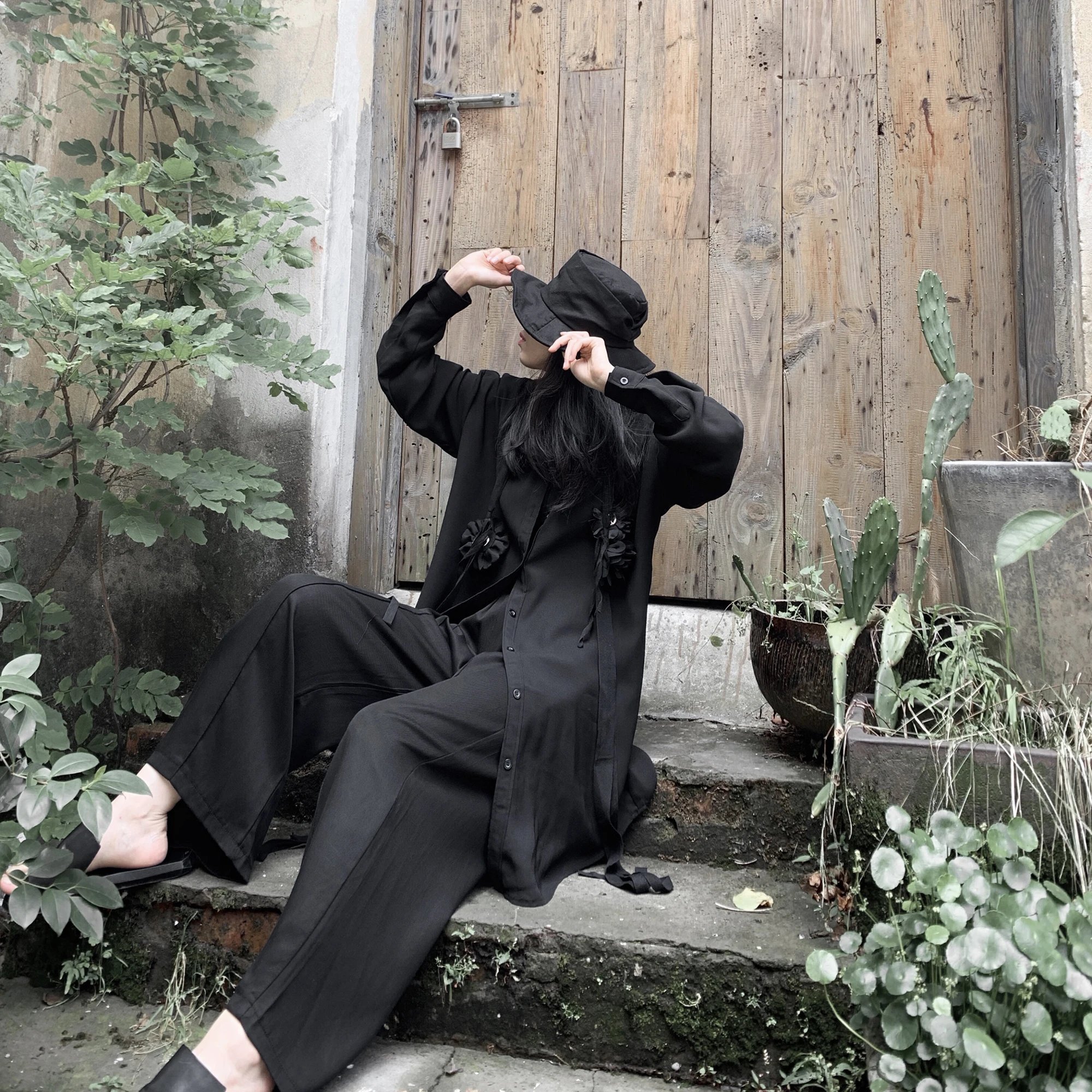 Yoji dark yamamoto couture минимализм ретро Повседневная рубашка с длинными