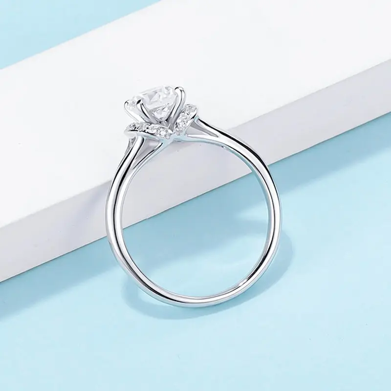 

Jazaz Sparkling 1 Carat D Color Moissanite Wedding ring Women Top Quality 100% 925 Sterling Silver Party Fine Jewelry Gift B0952