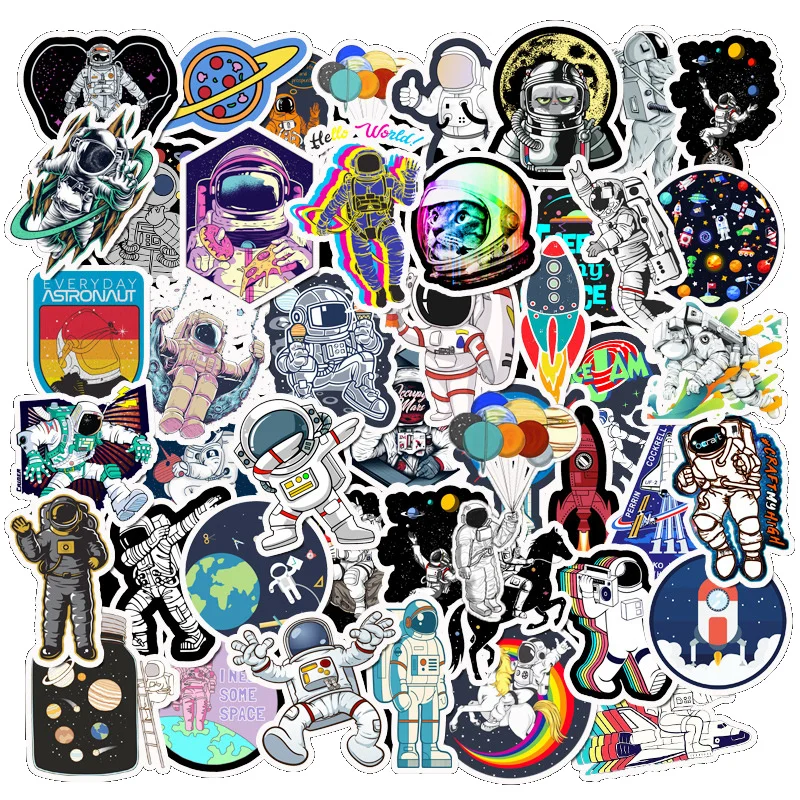 50 шт. водонепроницаемые наклейки для ноутбука астронавта багажа|Наклейки