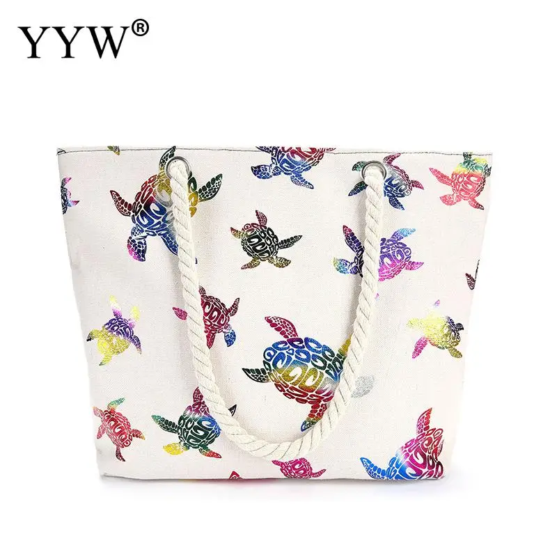 

YYW Cotton Cloth Printed Handbag Large Capacity Shopping Bags Women Casual Soft Shoulder Bags With Travel Bookbag Torebka Damska