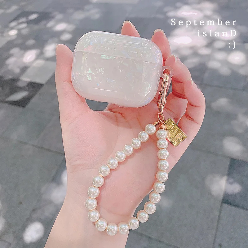 

Цветной защитный чехол из ТПУ с зернистой поверхностью для Airpods 1/2/3/pro, аксессуары для беспроводной гарнитуры, красивые жемчужные украшения, ...