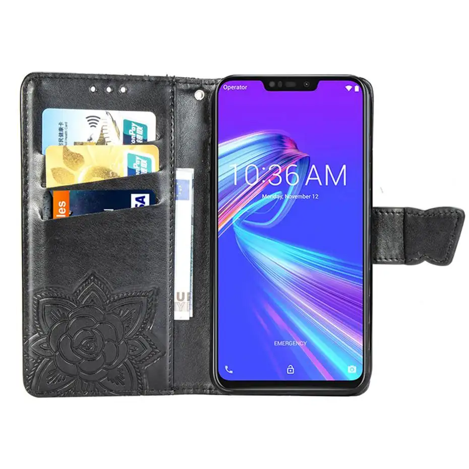 Чехол книжка для Asus Zenfone Max M2 ZB633KL чехол 6 3 дюйма роскошный кошелек из
