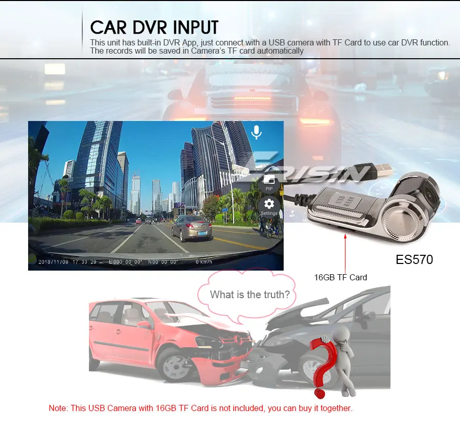 Erisin ES2649U " 2 Din Android 9,0 автомобильный стерео gps WiFi DAB+ DVR DVB-T2-IN BT OBDII СБ Navi