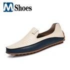 Туфли мужские кожаные дышащие, удобные, Повседневная летняя обувь, Мокасины, 36-47