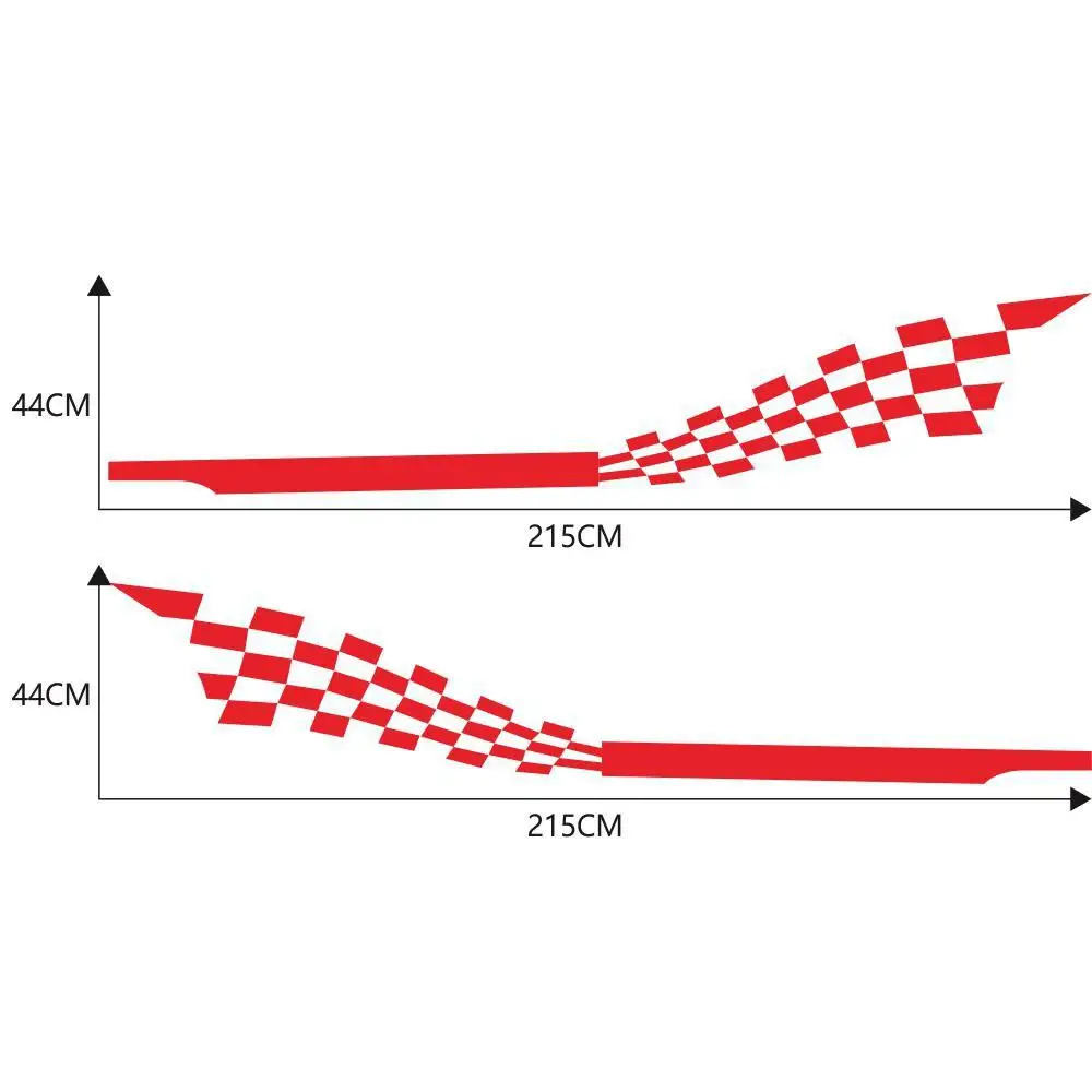 2шт 215x30см Автомобильная наклейка с обеих сторон, автоприколы в виде шахматных флагов, гоночные полосы, виниловая пленка для обертывания аксессуаров.