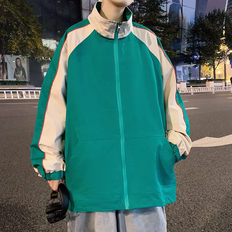 

Spring Cotton Track Jacket Men's Fashion Casual Zipper Jackets Mens Streetwear Korean Loose Hip-hop Bomber Jacket Men S-3XL